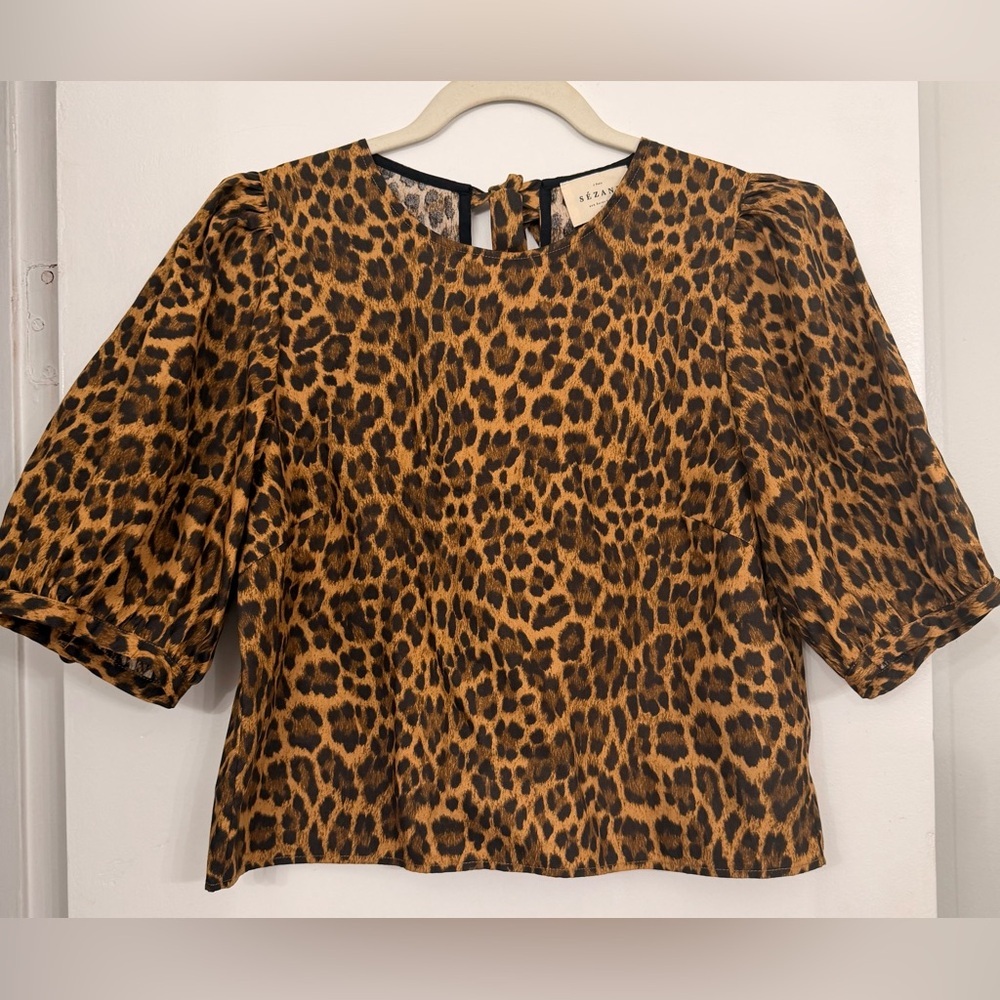 NWT Sezane Lorenz Leo Leopard Nevada Print Blouse Size US 4/FR36 - Picture 4 of 9